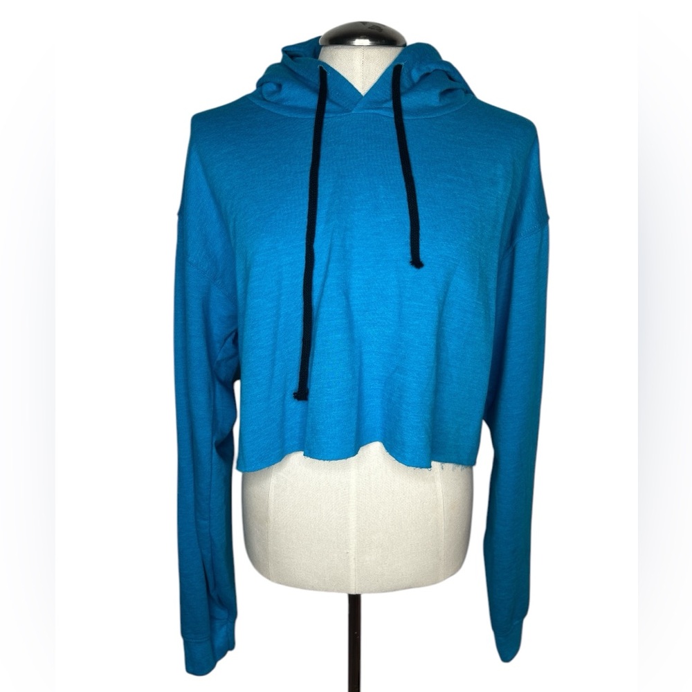 Women’s Long Sleeve Blue Cropped Hoodie Size XL